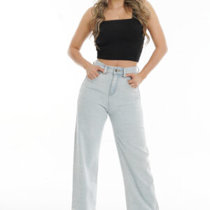 Jean Wide Leg Con Pedrería